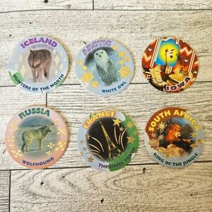 Vintage 90s Pogs | Set of 6 | Locations | Travel | Game | Collectible | Trading